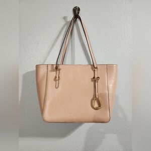 Lauren Ralph Lauren Bennington Saraffino Leather Shopper 14x9x4.5 Blush Pink